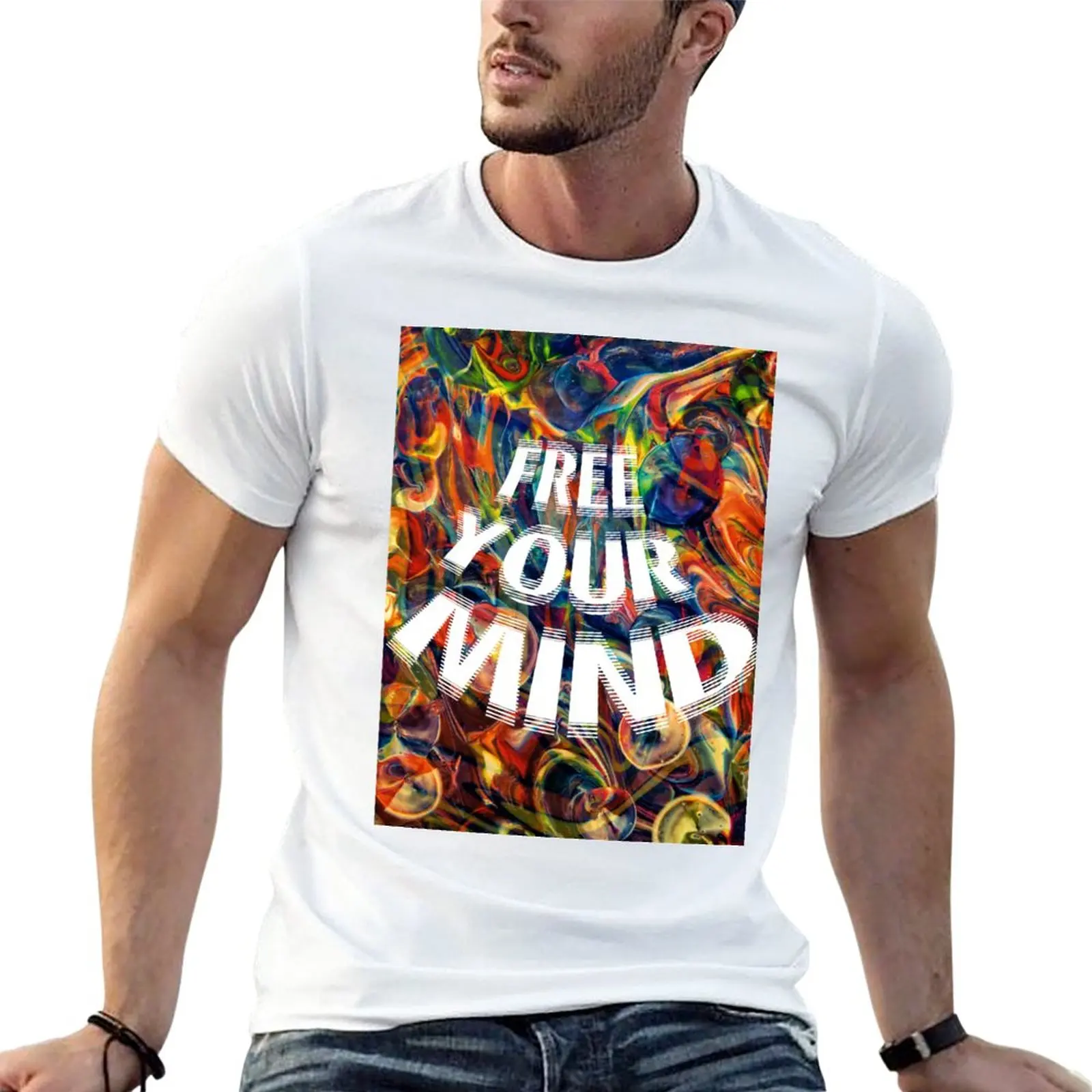Освободи ума си, тениска с необичайна снимка, тениски по поръчка, създайте своя собствена тениска, къси забавни тениски за мъже