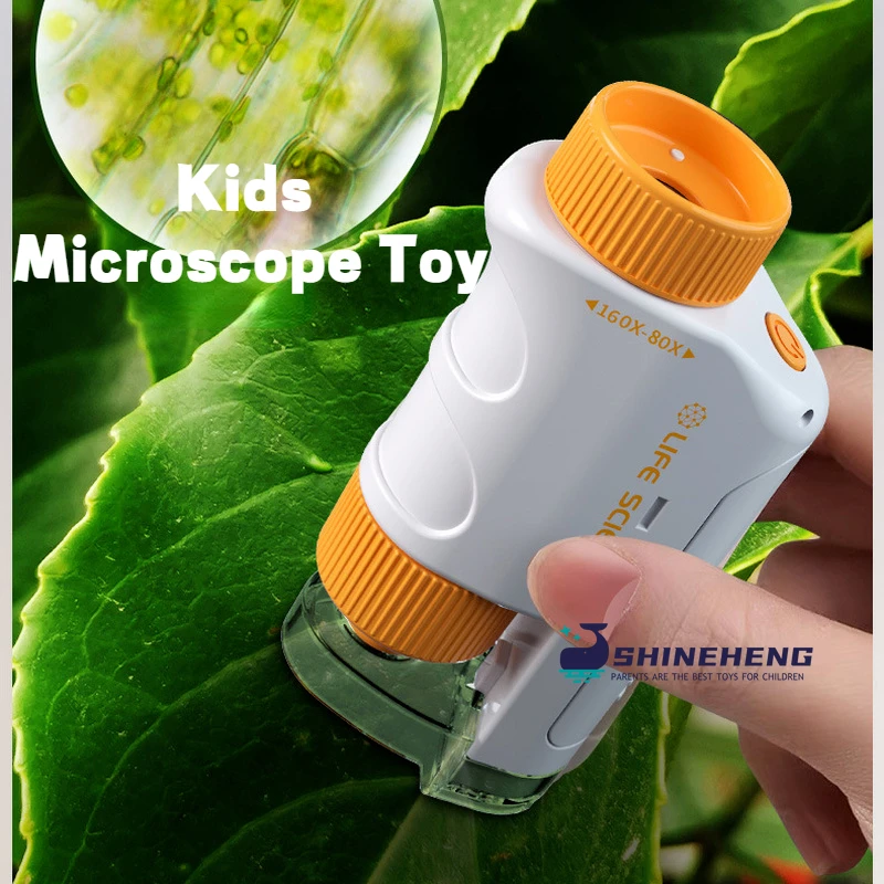 Комплект детски научни играчки-микроскопи 60-120x, модул за обучение мини джобен ръчно микроскоп с led осветление, градинска детска играчка-крак
