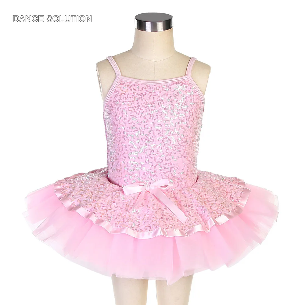 Rose балетное рокля-пакетче, елече от ликра с пайети и къса пола от тюл, балетен костюм за момичета, костюми за състезания по балет 20182