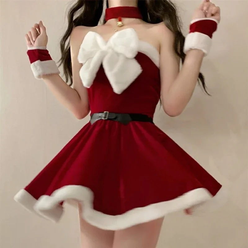 Секси Коледни Костюми за Жени Дядо Коледа Cosplay Празнична Облекло Да се Изяви На Партито Съблазнителна Униформи Плат За Директно Излъчване