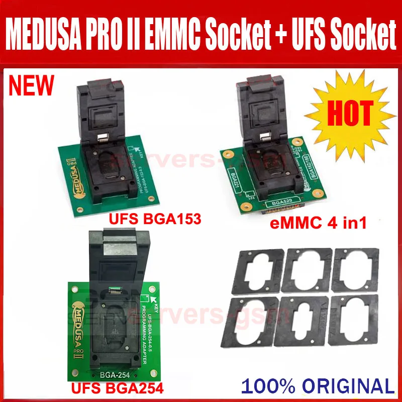 100% Оригинална кутия MEDUSA Pro II /Комплект фасунги Medusa Pro 2 UFS 153 + UFS 254 + Адаптер eMMC 4 В 1