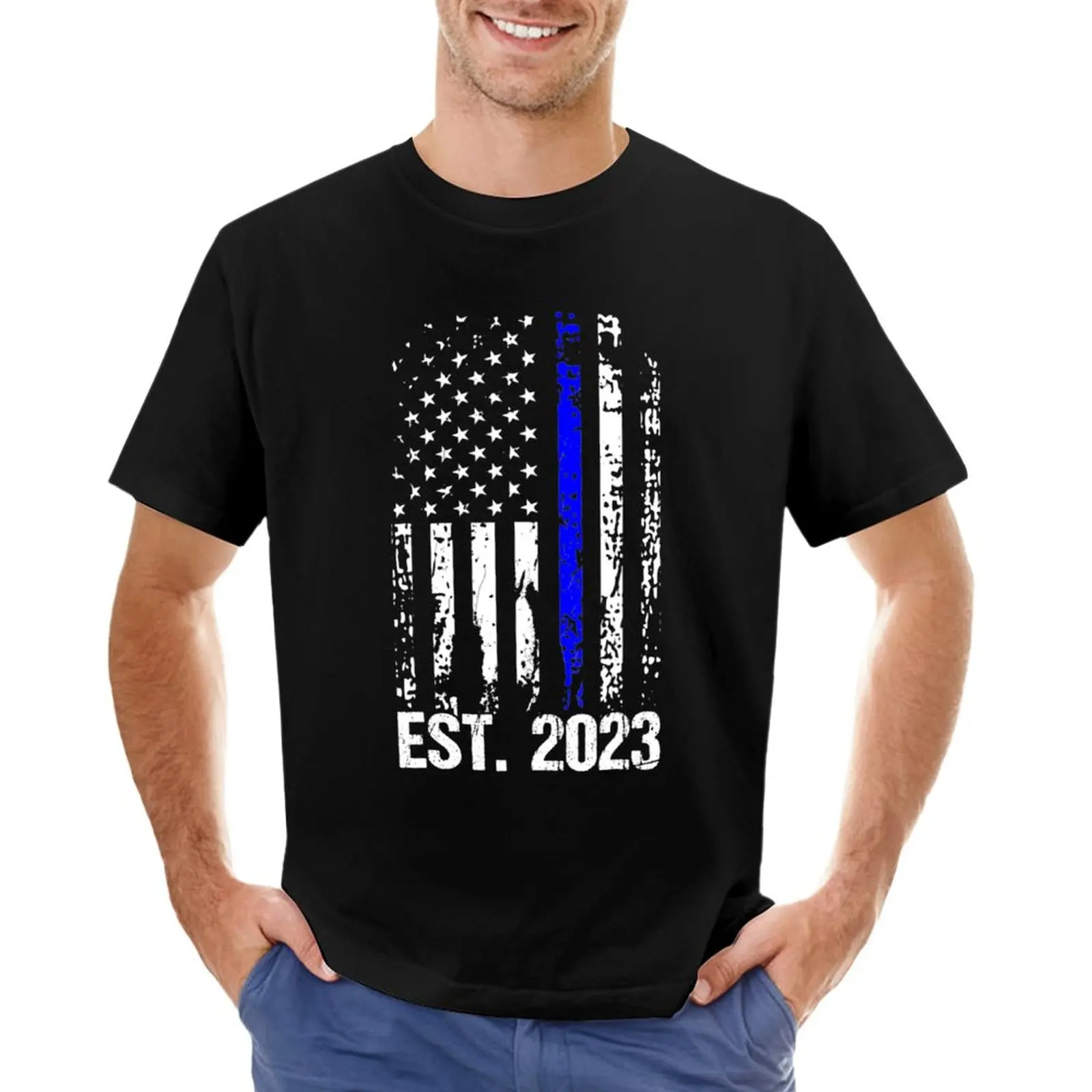 На бала в полицията 2023, тениска с тънка синя линия Полицейска академия, черни тениски, мъжки t-shirt