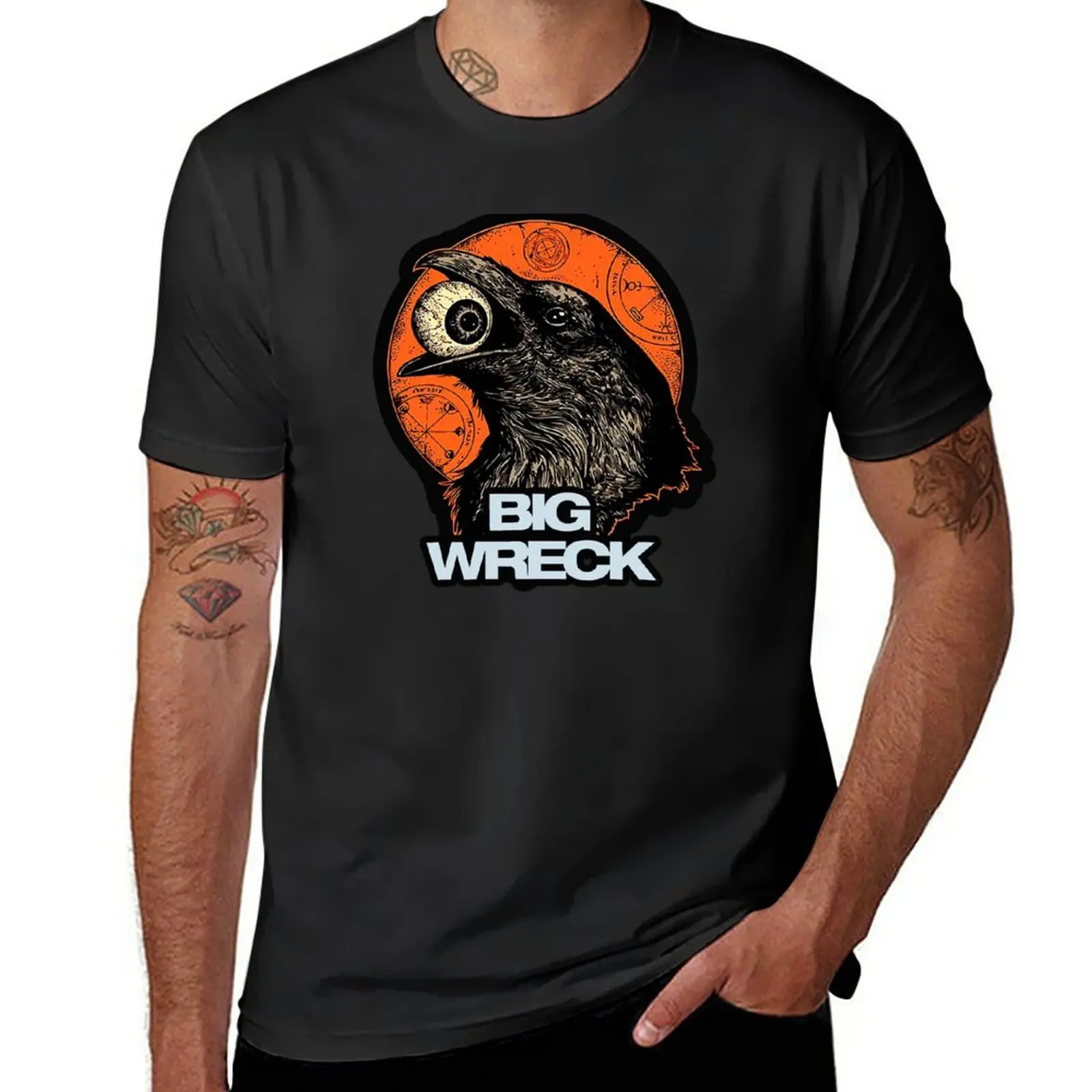 Нова тениска Big Wreck bird head eat eye, мъжки ризи с аниме фенове, големи и високи тениски за мъже