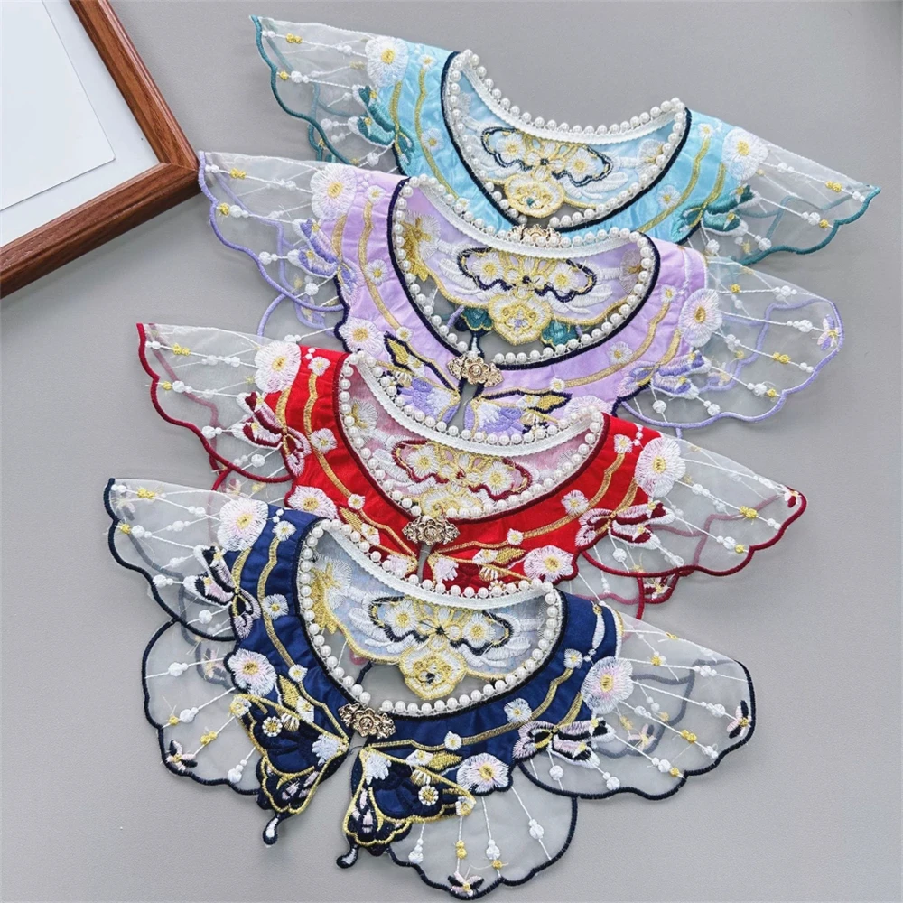 1 бр. Детска бродерия на пеперуда в китайски стил, аксесоари за момичета Hanfu Рокля с висока яка, Подарък