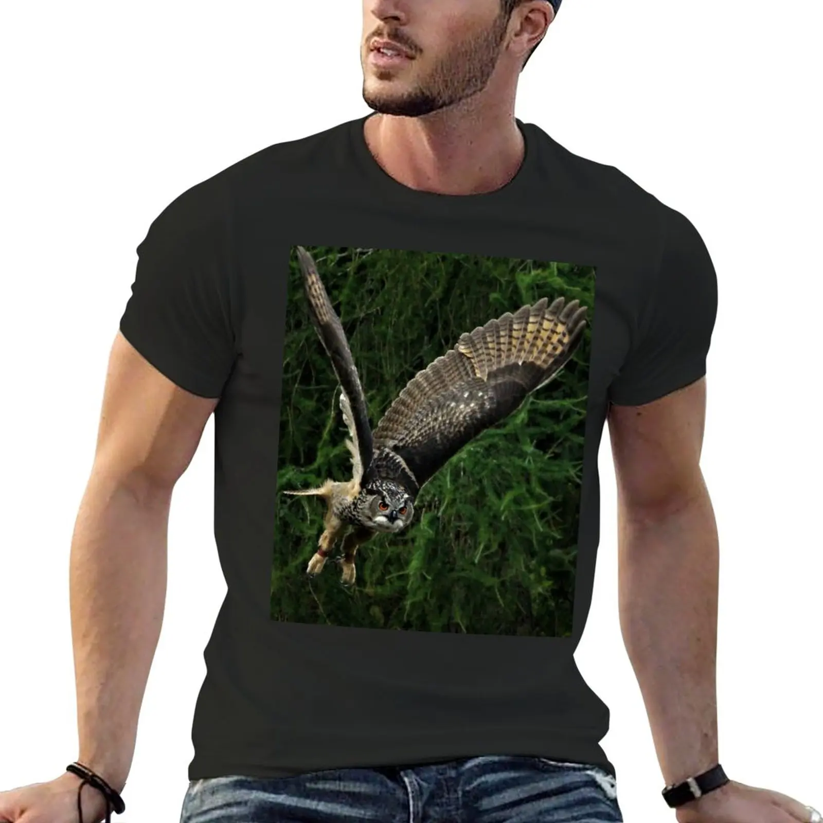 Тениска с роющей совой, мъжка тениска, къси мъжки дрехи