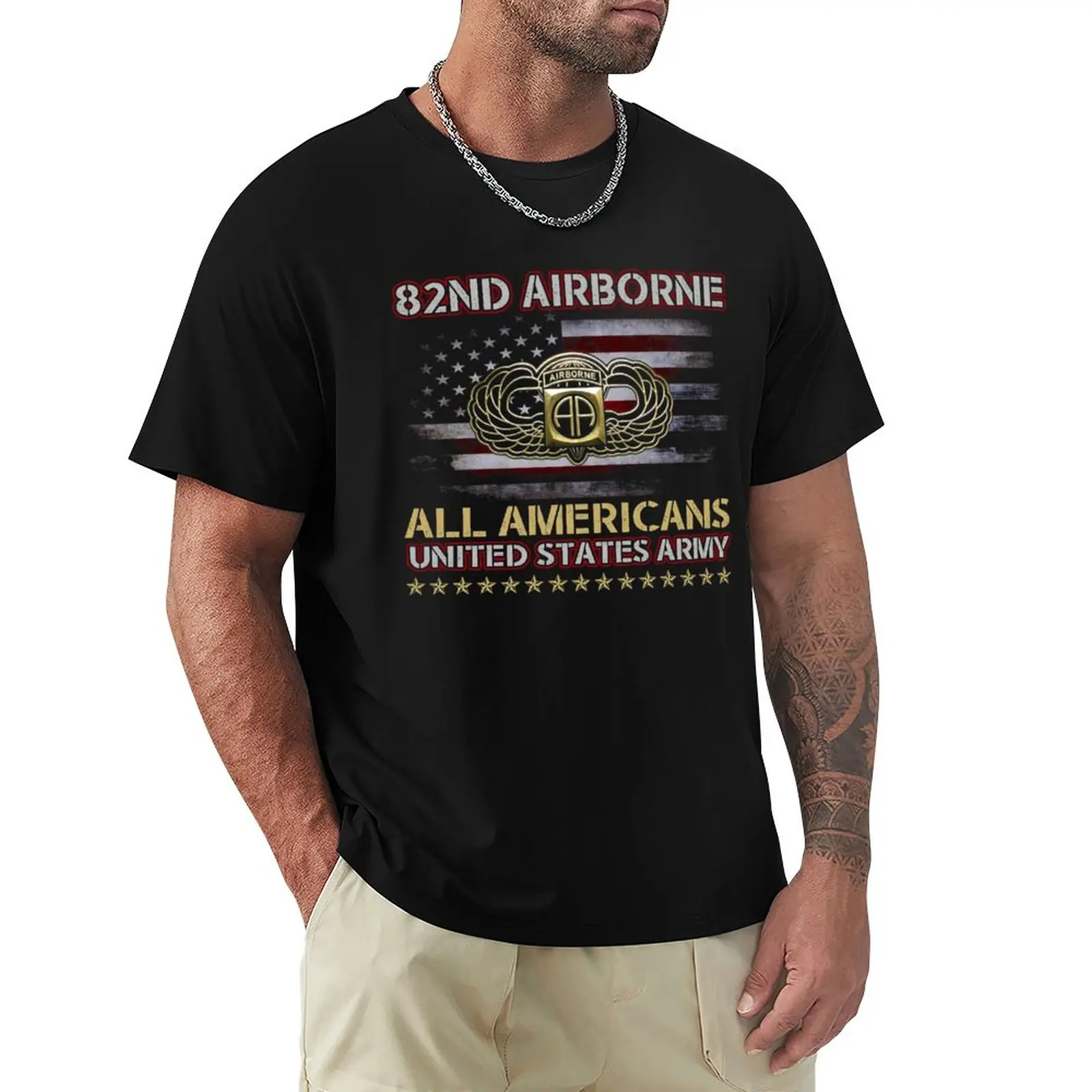 Тениска 82-ра въздушнодесантна дивизия All Americans Армията на САЩ, индивидуални тениски, дизайнерска тениска за мъже