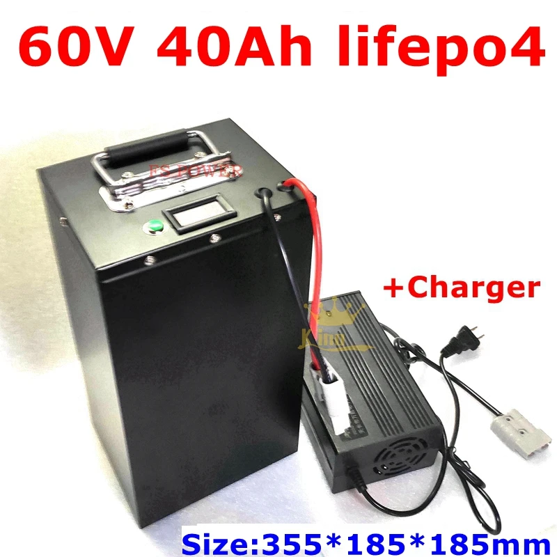Батерия lifepo4 60V 40Ah с дълъг срок на служба на BMS за електрически Мотор с мощност 2500 W, мотокар, Скутери, планинско колоездене + зарядно устройство 5A