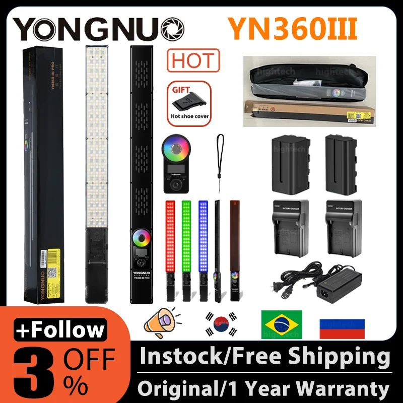 Yongnuo YN360 III YN360III Ръчно 3200 K-5500 K RGB Цветни Ледената Пръчка Led Осветление за Видео Тъчпад Регулиране, Управлявана приложение за телефон