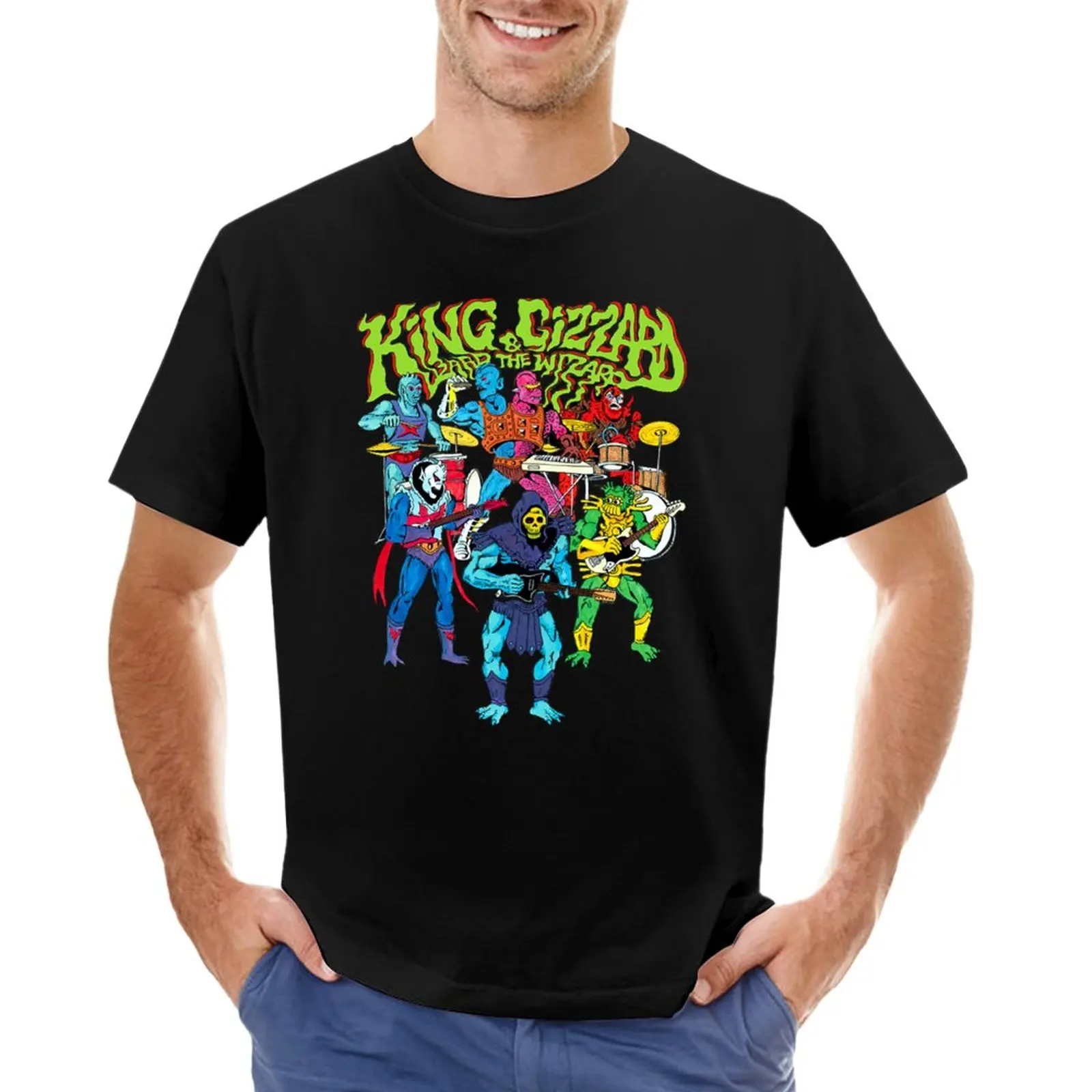 Тениска King Gizzards And The Lizard Wizard, дрехи хипи, черни тениски за мъже