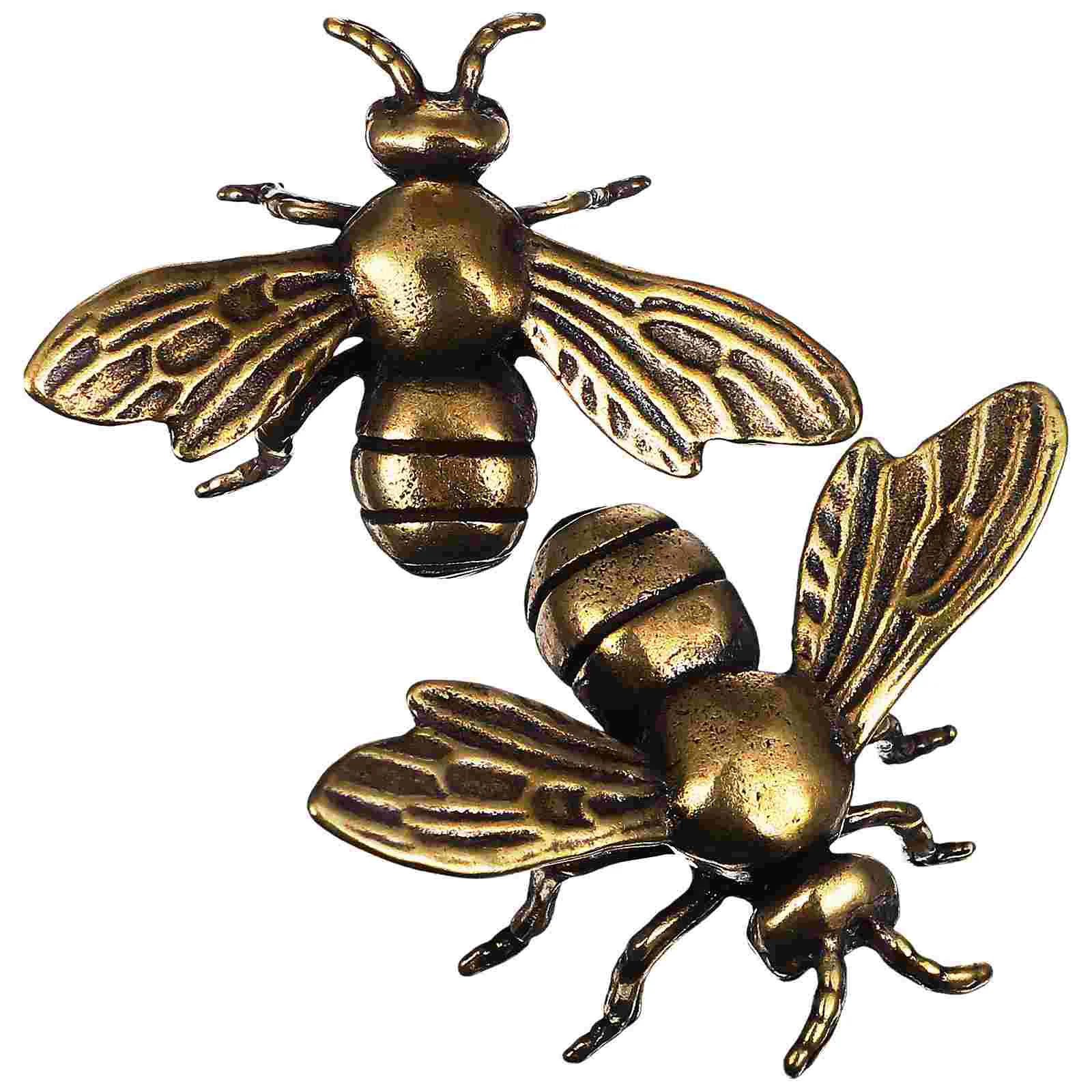 2 броя Декорации за пчели, Пчелен декор Изкуствени пчелите Миниатюрна фигурка пчелите Метални фигурки Настолни фигурки на животни
