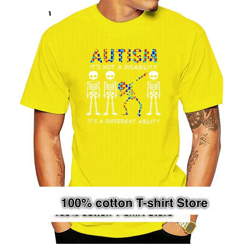 Нов прием на 2020 г., мъжка мода, скелет, Аутизъм, Това не е увреждане, това е друга способност, мъжки t-shirt