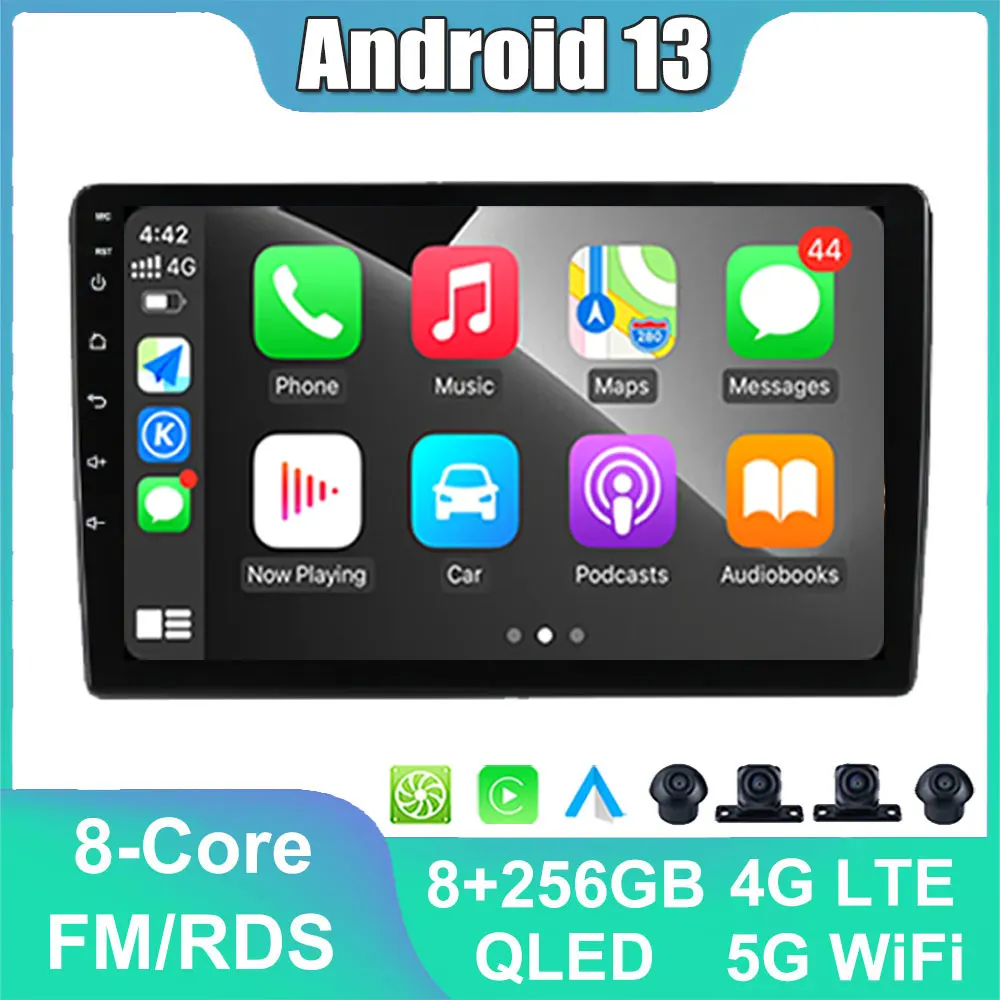 Android 13 Безжичен Carplay 8-ядрен авто радио Стерео Мултимедиен плейър Навигация за Hyundai AZERA 2006-2010 Без 2din 2 din DVD