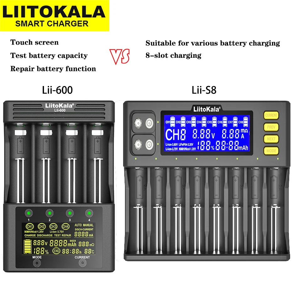 Интелигентно зарядно Устройство LiitoKala Lii-S8 Lii-600 Lii-M4 Lii500 Lii-PD4 Lii402 Lii202 за 18650 26650 21700 AA AAA литиева NiMH батерии
