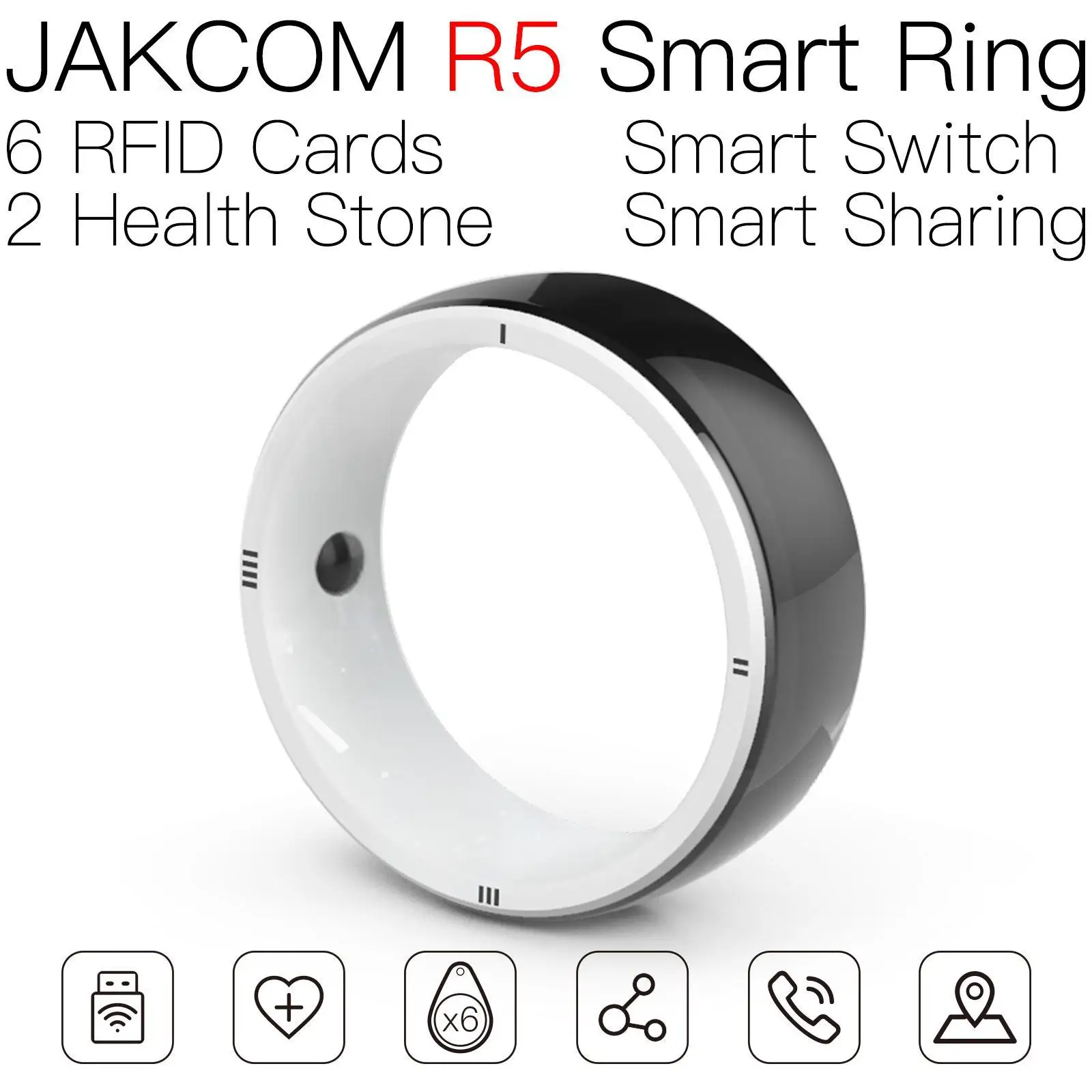 JAKCOM R5 Smart Ring Ново прием под формата на nfc стикер епоксидна тагове за устойчив метал rfid 125 khz vcc виртуален uhf притежателя на картата one