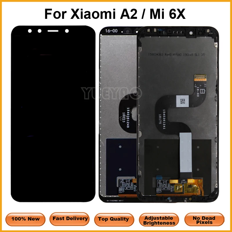 A2 6X LCD дисплей За XiaoMi Mi A2 Дисплей MIA2 LCD дисплей Digiziter Резервни Части За XiaoMi MI 6X LCD дисплей С Рамка