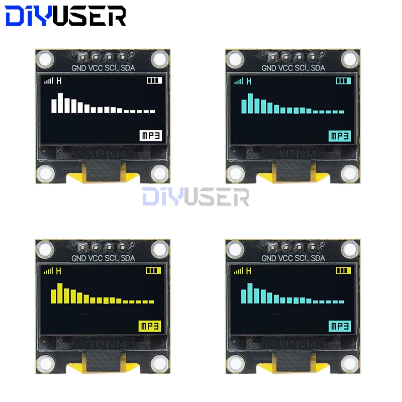 DIYUSER 0,96 Инчов OLED SSD1306 Бяло/Синьо/Жълто 128X64 IIC I2C Модул Последователно на дисплея 12864 Такса LCD екрана за Arduino