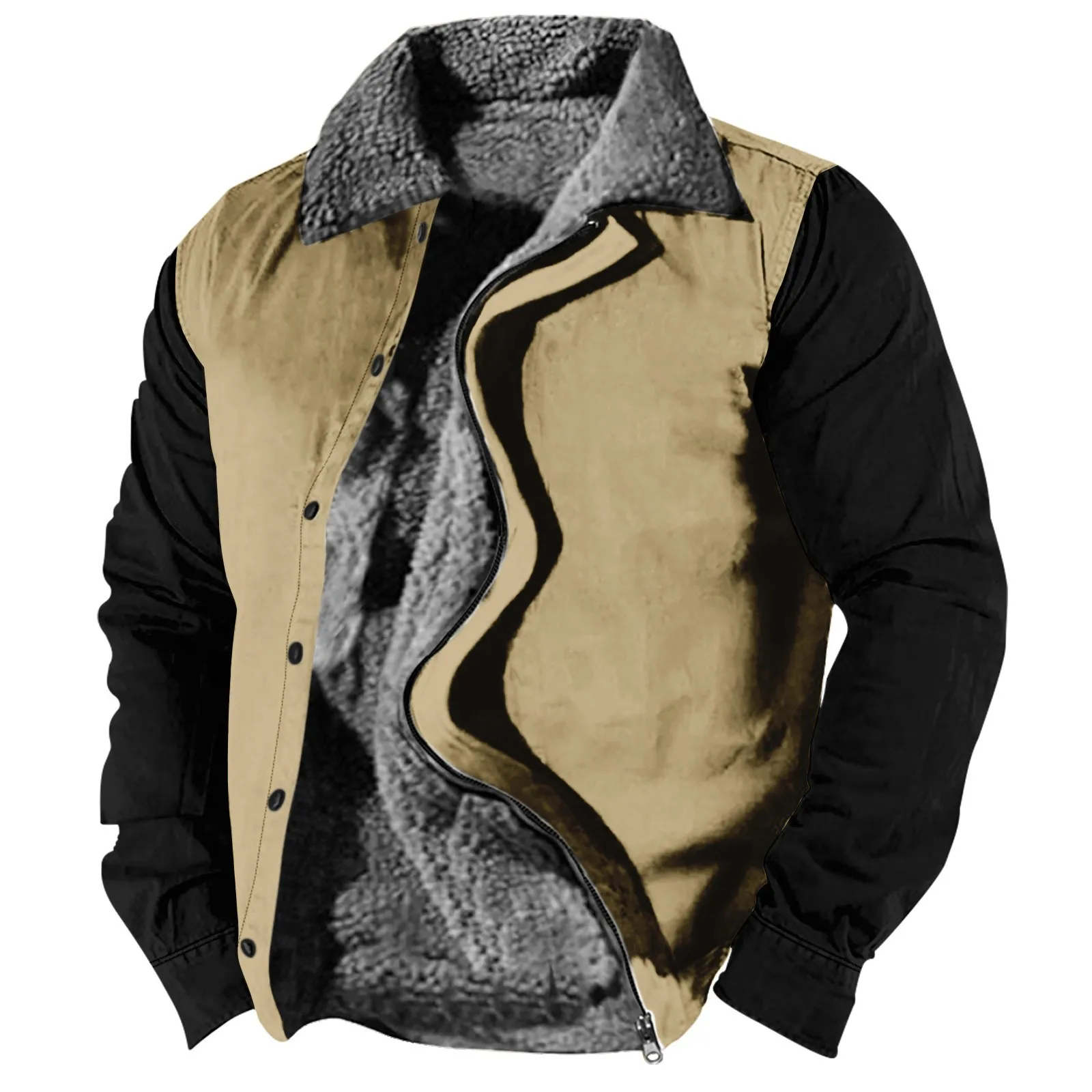 Модни и ежедневни кадифе мъжки яке, нови есенно-зимни палта с цип и копчета, топли плюшени сака, нова мъжки дебело облекло в стил мозайка