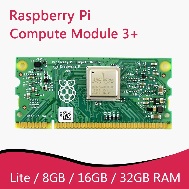 Изчислителен модул Raspberry Pi 3 CM3 + Lite/8 GB/16 GB/32 GB Флаш памет eMMC Broadcom, CM3 CM1 Първоначалната такса CMIO ИН Портал Kit