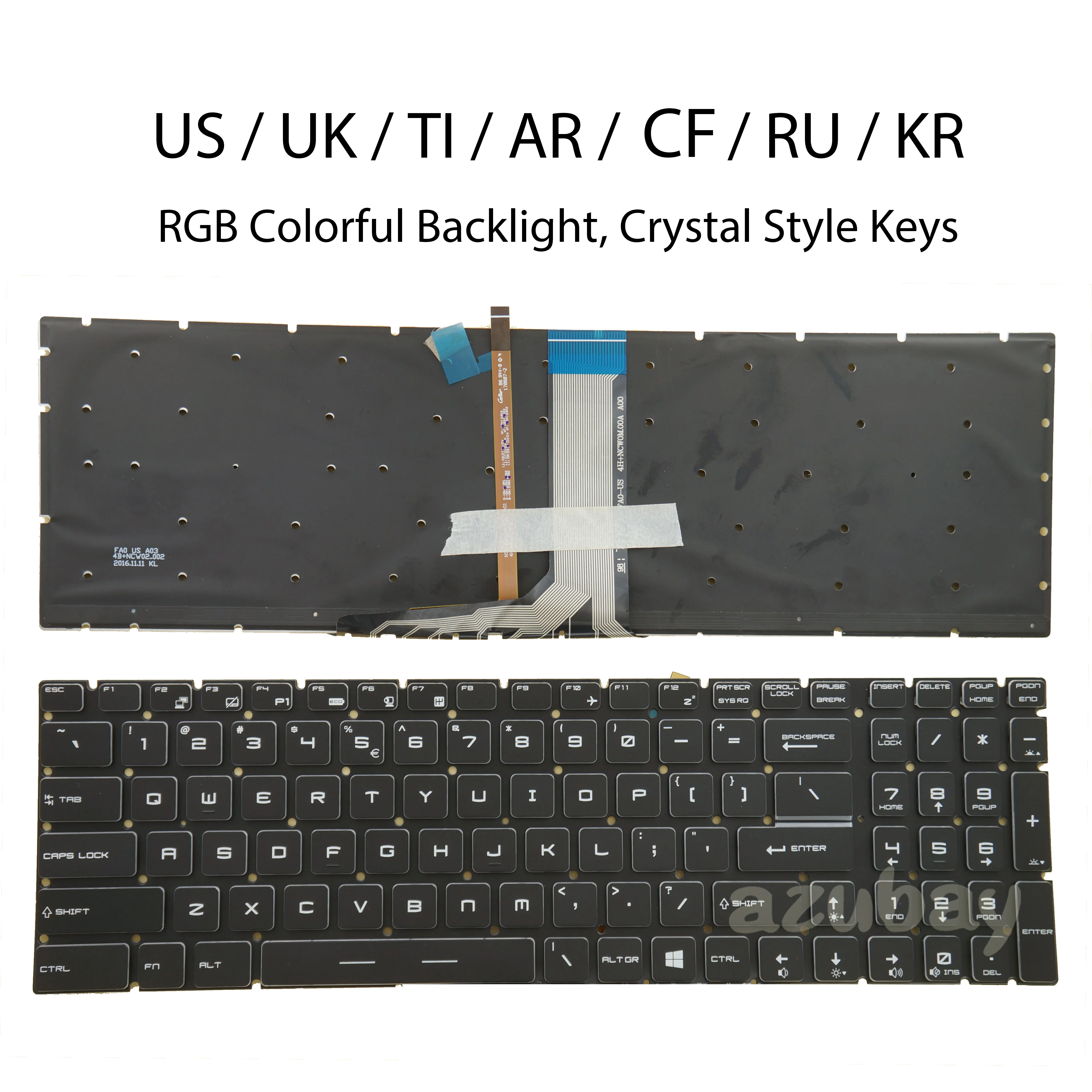 Детска Клавиатура за Лаптоп с RGB Подсветка MSI GE62 GE62VR GE72 GE72VR GF62 GF62VR GF72 GF72VR GP63 GP73 GS63VR US BG HB KR TI AR UK