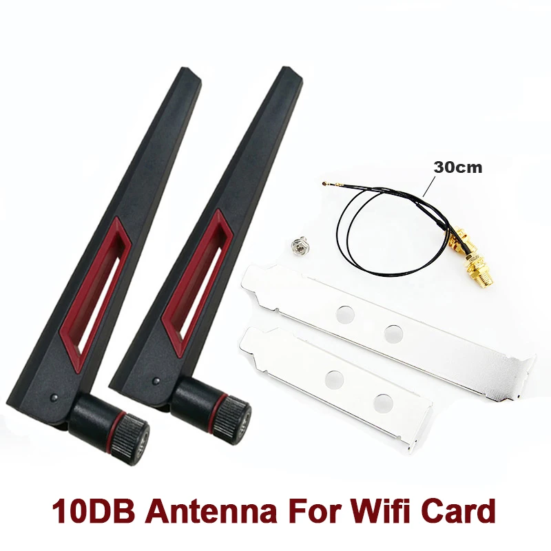 Комплект антени 2x10dbi за Wifi-карта Intel AX210 2,4 Ghz И 5 Ghz двойна лента Удължител M. 2 MHF4 КЪМ WiFi RP-SMA За адаптер AX200