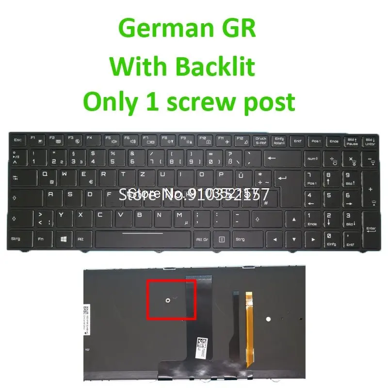 Клавиатура с подсветка GR за CLEVO N850 N850HK N857HK N855HJ N857HJ N950 CVM15F26D0J430J3 CVM15F26D0J430E 6-80-N85H0-072-1 Немски