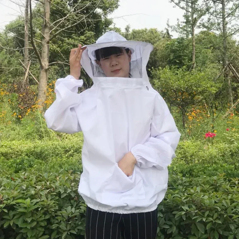 1 бр. нова бяла облекло, защитно облекло за пчеларството, подходяща за растежа на 150-180 см (без панталони)