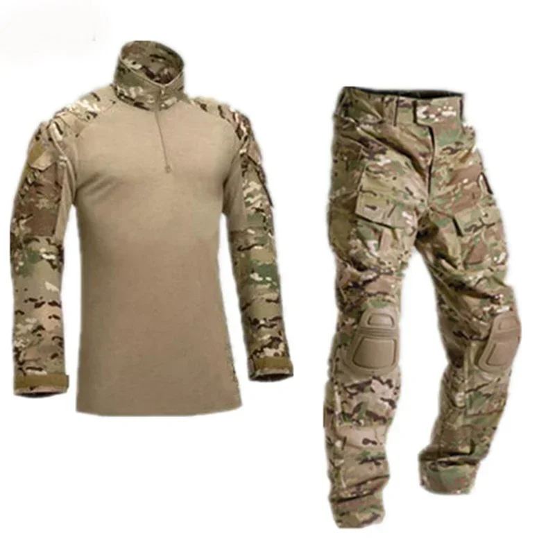 Армията униформи, камуфляжный тактически боен костюм, дрехи за военни игри в страйкбол, риза + панталон, лактите подложки, наколенници