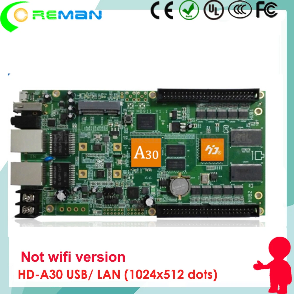 HD-A30 rgb пълноцветен p3 p4 p5 p6 p8 p10 вътрешен външен led дисплей контролер / голям led табела карта за управление USB WAN