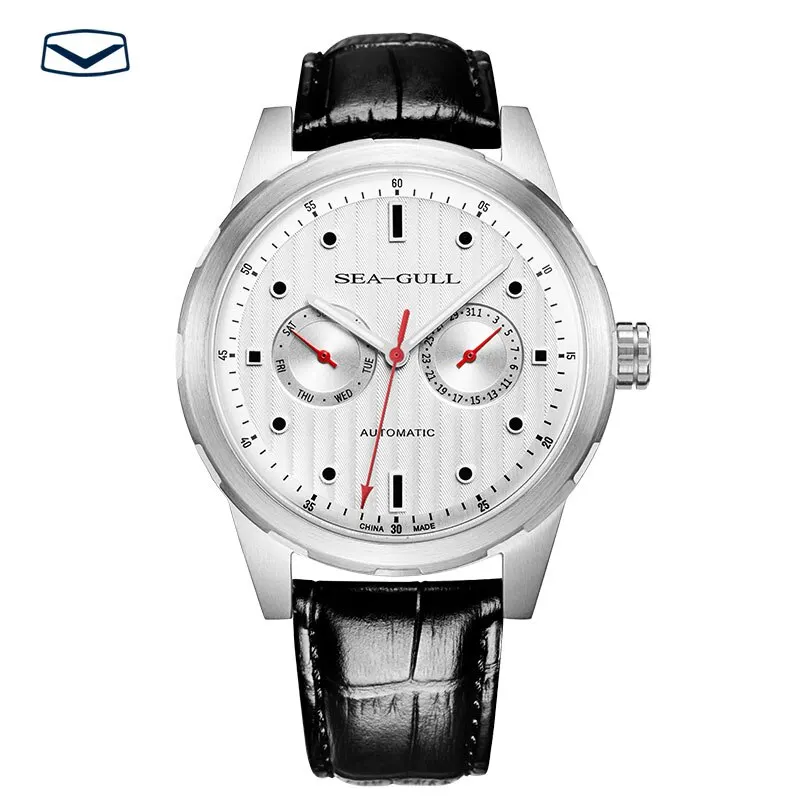 Автоматично ръчен часовник Seagull, механичен показване на деня и датата, мъжки часовник самостоятелно ликвидация, сапфирен кристал 5122, водоустойчив 165 фута