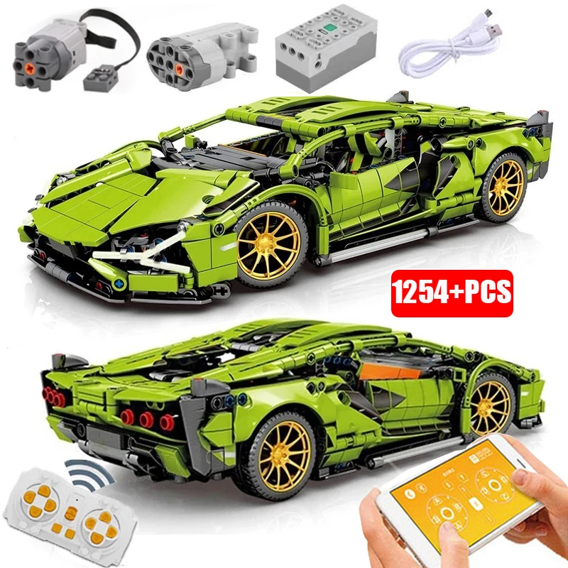 Техническа модел супер състезателна спортна кола 1:14, строителни блокове или кола с дистанционно управление MOC RC, тухли, играчки за деца, подаръци