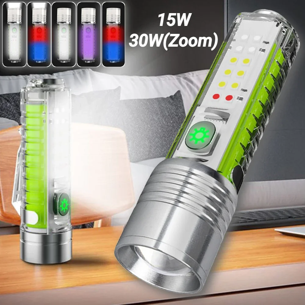 UV led фенерче USB ключодържател за зареждане Light 8 режима на Мини-фенерче Инспектиращата Страничната лампа фенер пари Детектор на UV-лампа