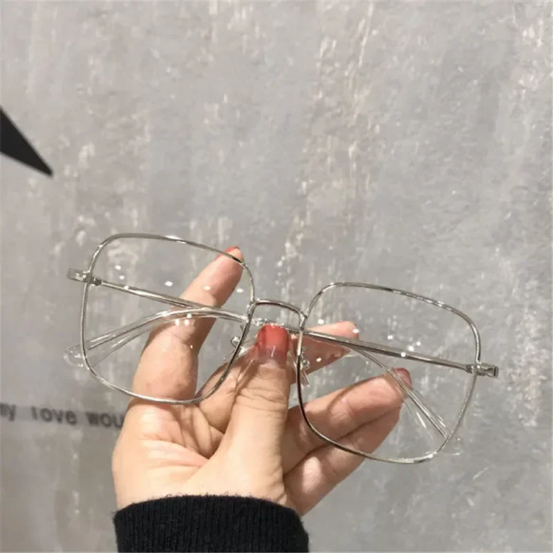 Квадратни очила от късогледство голям размер за жени и мъже със защита от синя светлина, Компютърни очила в метални рамки, слънчеви Очила по рецепта 0 ~ -6,0 диоптъра