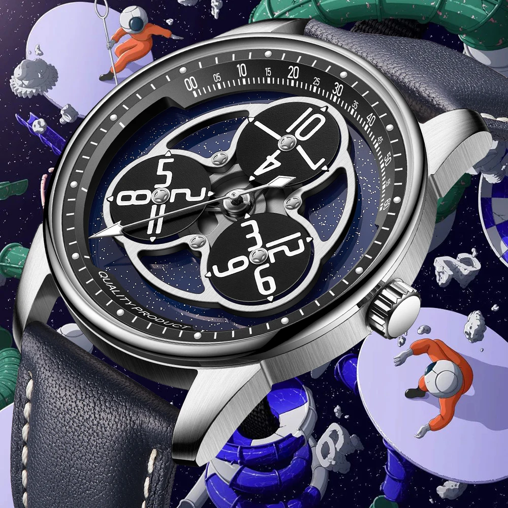 Мъжки часовник PINDU Starwheel, най-добрата марка за Луксозни автоматичен часовник за мъже, Модерен Бизнес часовници, изменено механизъм Montre Homme