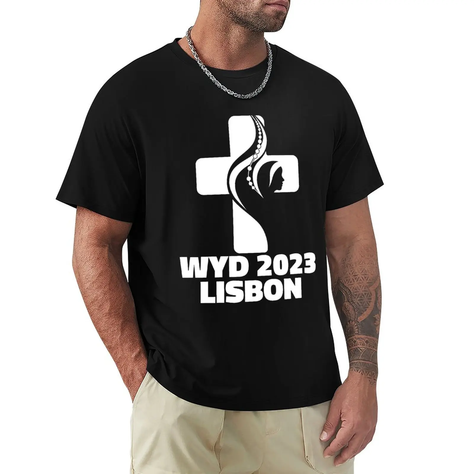 Световен ден на младежта WYD в Лисабон 2023 официалното лого зелена тениска v2 високата kawaii clothes blanks мъжки тениски шампион