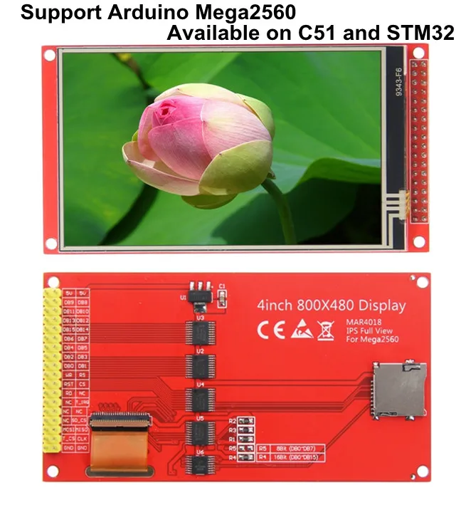 Mega2560 IPS 3,97 инча 36PIN RGB 65k TFT LCD Сензорен Екран с Печатна платка NT35510 XPT2046 IC 8/16-битов Паралелен интерфейс, 800 *480