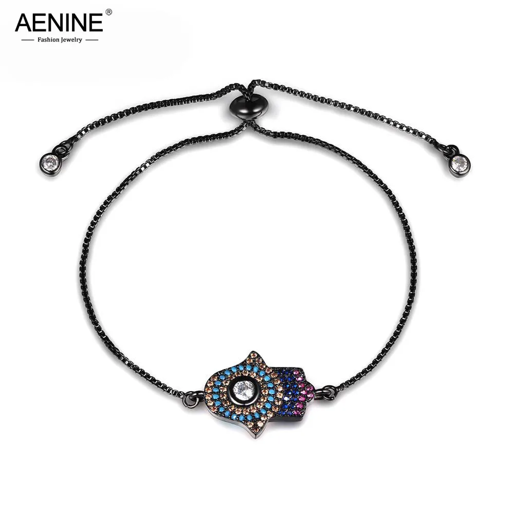 AENINE Нов изчистен дизайн Турски гривна с око, гривна-верижка със синьо око, модни Гривни с висулки за жени и момичета, B17034