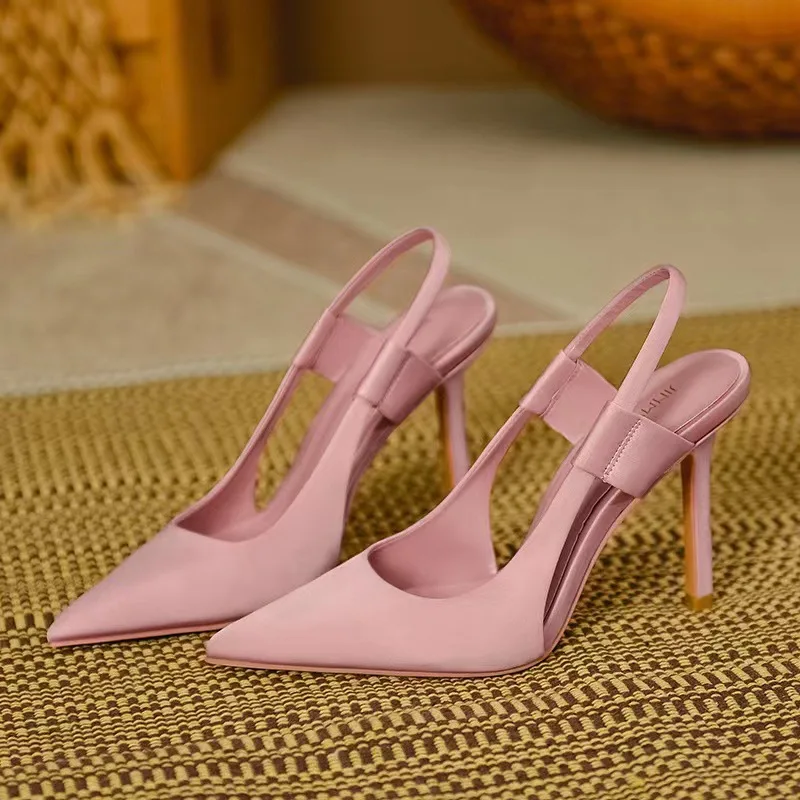 Дамски обувки на висок ток Фея 2023, нови ежедневни сандали на френската висок ток Muellers с остри пръсти Bao Пръсти, Tide