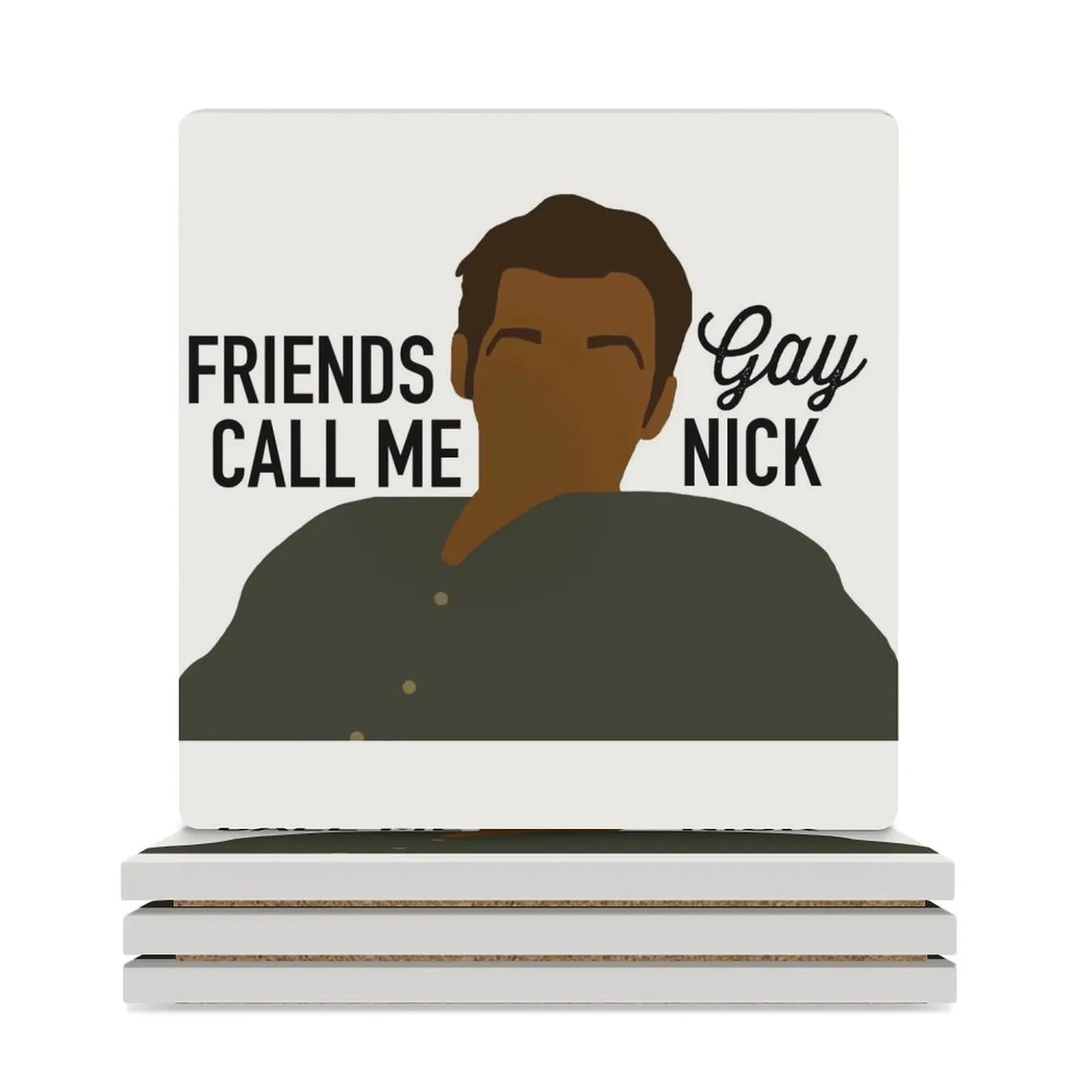 Керамични подложки Gay Nick New Girl (квадратни) по поръчка за набиране на чаши и кафе на каботажните