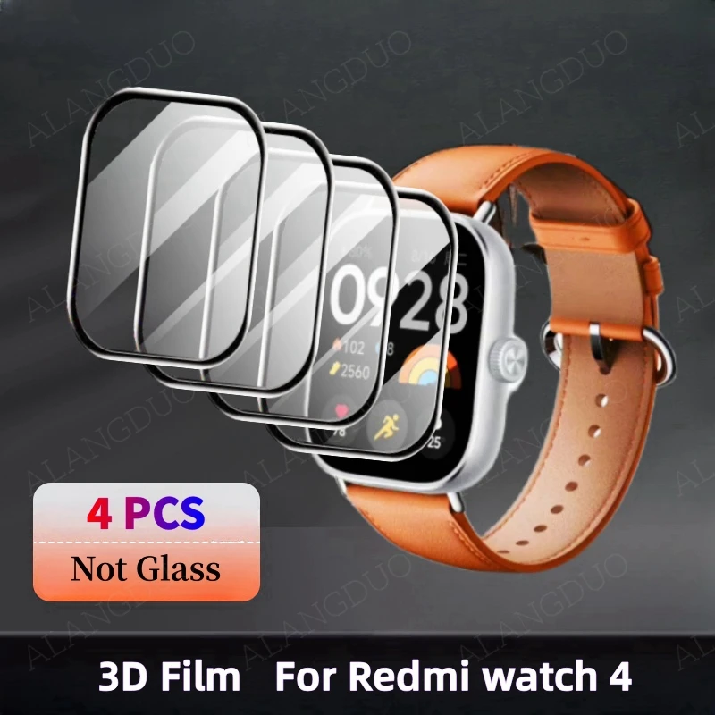 4 БР Защитно фолио Full Cover 3D за Redmi Watch 4 Активни Screen Protector Не стъклена Мека филм за Redmi watch 3 Lite watch 4