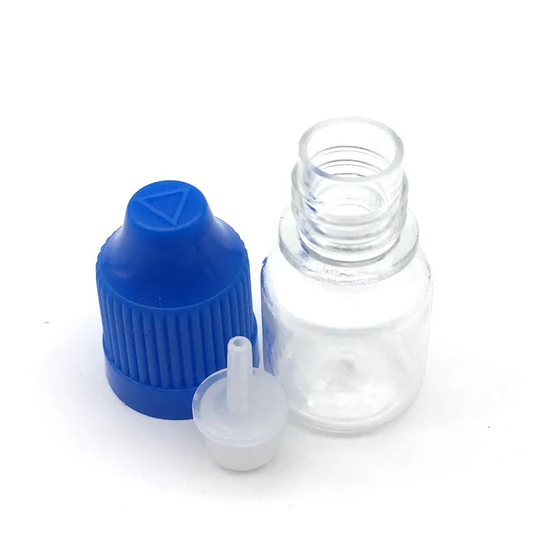 10шт бутилки за очни пипети с обем 3 мл, Празен пластмасов контейнер със защитно покритие, за да течност, флакон с малка игла