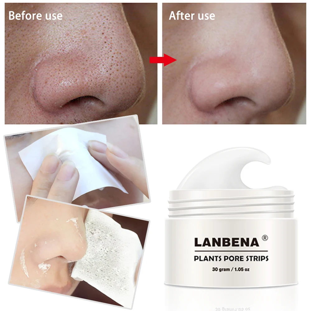 Крем за премахване на черни точки LANBENA, Хартиени ленти за премахване на растителни петна, Почистване на порите на носа От черни точки, Кални маски за премахване на лющене, Процедури за грижа за кожата