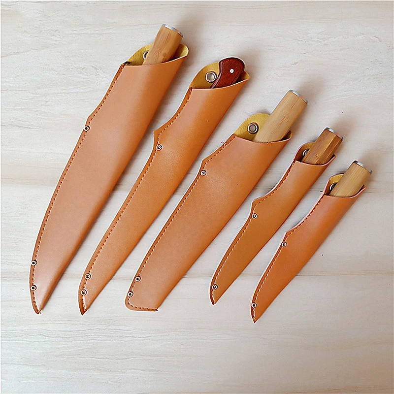 Универсални сабя за домашно кухненски нож от изкуствена кожа, преносима защита на острието плодов ножа, защитен калъф за защита на ръбовете, кутия