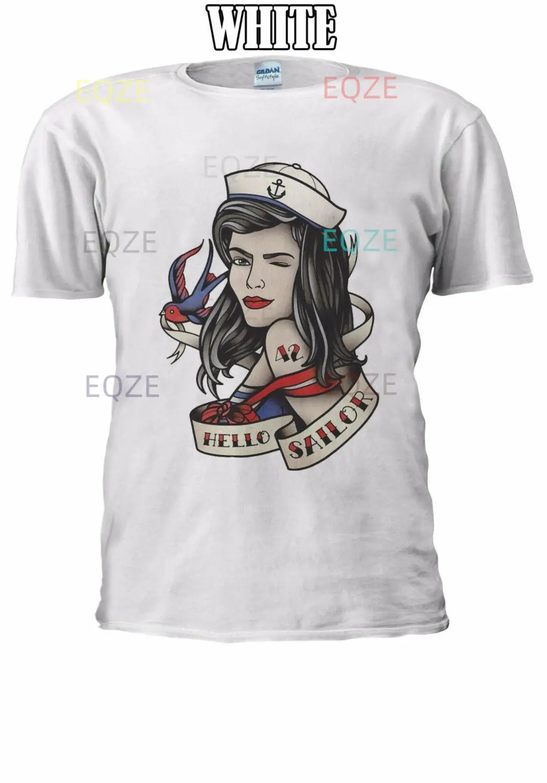 Тениска Hello Sailor Pin Up Girl, жилетка, риза, мъжки, дамски, унисекс 2544