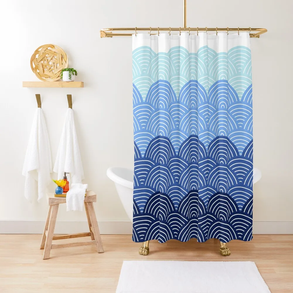 Японска Завеса за душ с една вълнообразна модел Сейгаиха Прозрачна Завеса за душа в банята