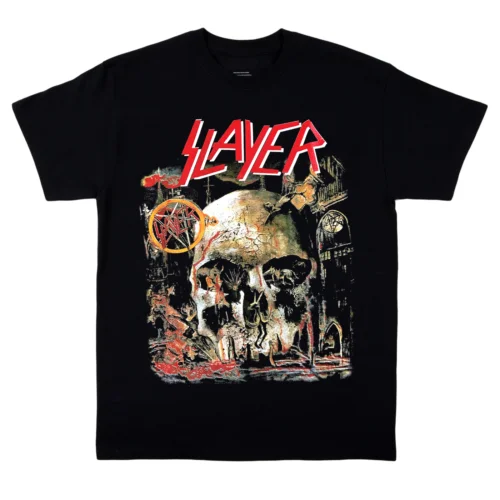 Тениска на Slayer Band Metal Tour, черна тениска на SLAYER в ретро стил