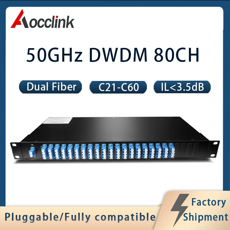 50 Ghz 80 канала с двойно фибри и един влакно DWDM; C15-C62 и H15-H62; Пристанище на каналите/демультиплексирования; Мультиплексирующий модул Deumex за монтаж в rack 1U; Окото на ITU