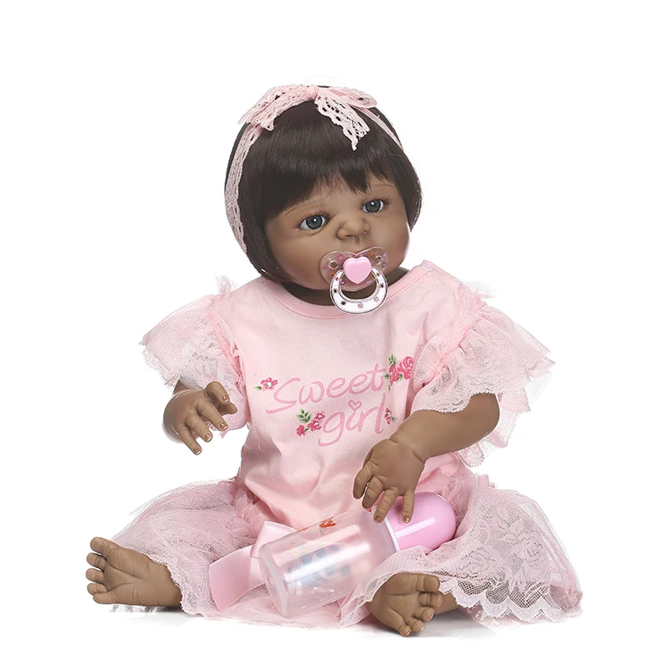 NPKCOLLECTION безплатна доставка възстановената черна момиче кукла пълна vinyl кукла мека истинска нежна на допир най-добрите играчки за децата на рожден Ден