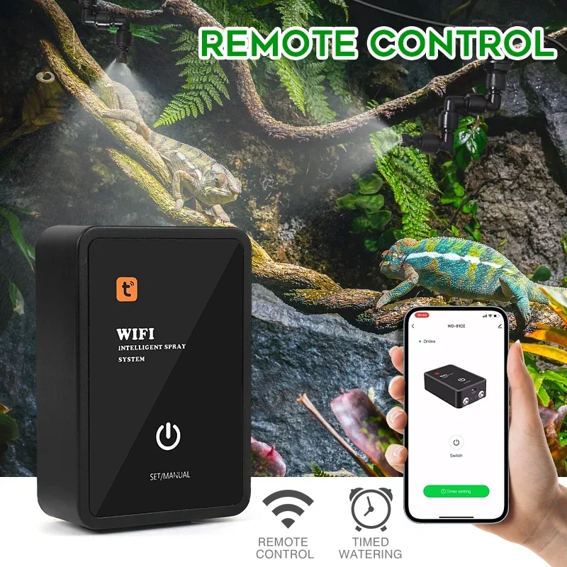 Овлажнители на въздуха за влечуги Интелигентна система за замъгляване на Hristo Wi-Fi APP Control Автоматично Набиране за пръскане мъгла в тропическа гора Растения Амфибия