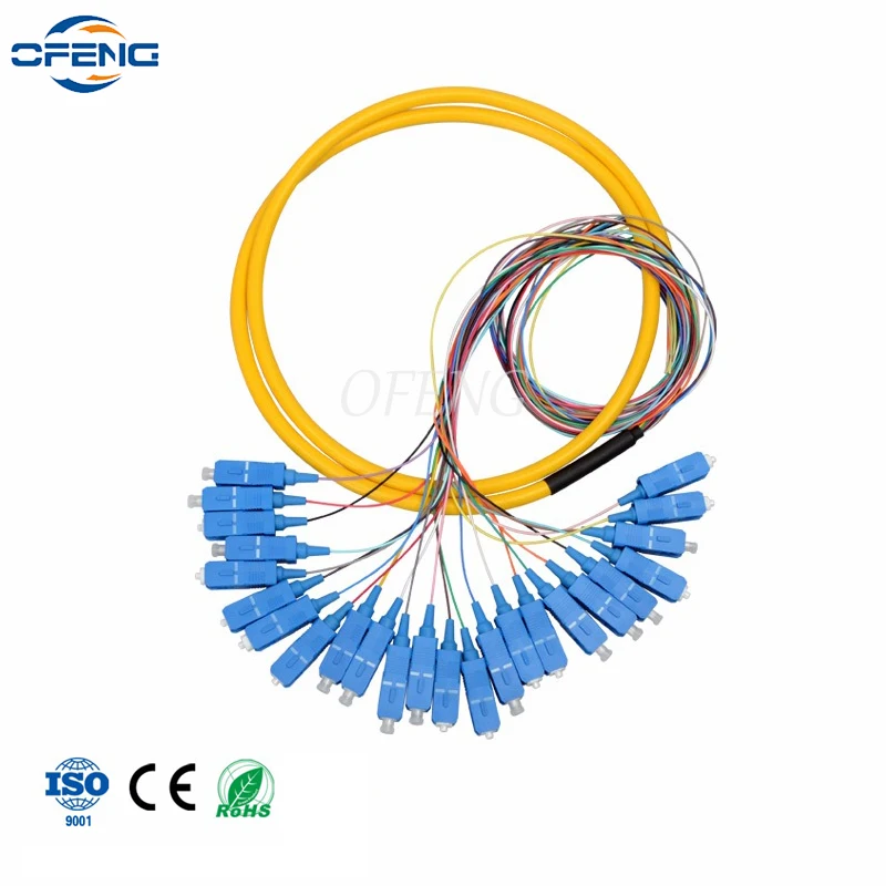 SC/UPC 24-Жилен кабел SM Single Mode 1m Fiber Пакет Tail Patch Кабел SC UPC FTTH Оптичен кабел Pigtai