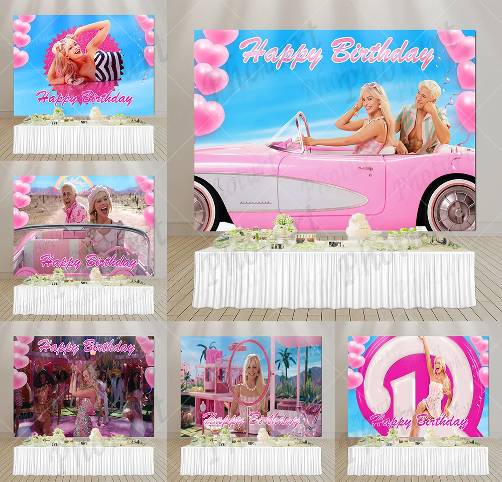 2023 Нов филм за Розовата принцеса Барби Фон за Снимки на детски рожден Ден Винил Декор от полиестер Подпори за банер